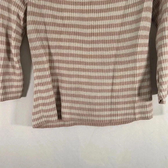 J. Crew Sweater Women's XS Pink White Striped Knit Round Neck Long Sleeve Cotton - Picture 10 of 10